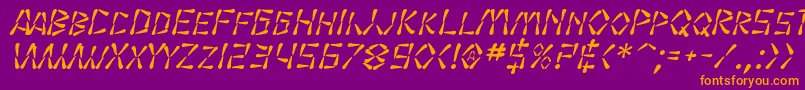 SfWasabiItalic-fontti – oranssit fontit violetilla taustalla
