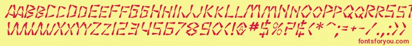 SfWasabiItalic Font – Red Fonts on Yellow Background