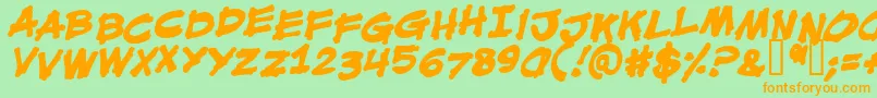 MouthBreatherBbBold Font – Orange Fonts on Green Background