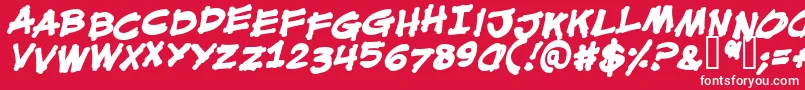 MouthBreatherBbBold-Schriftart – Weiße Schriften auf rotem Hintergrund