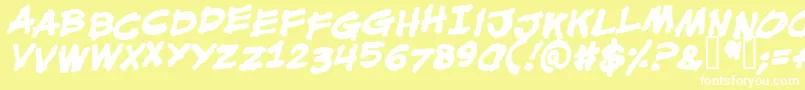 MouthBreatherBbBold Font – White Fonts on Yellow Background