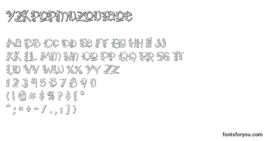 A fonte Y2kpopmuzoutaoe – alfabeto, números, caracteres especiais