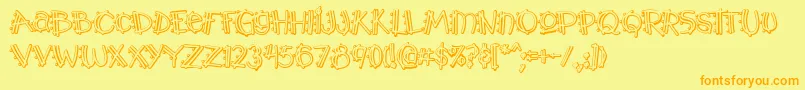 Y2kpopmuzoutaoe Font – Orange Fonts on Yellow Background