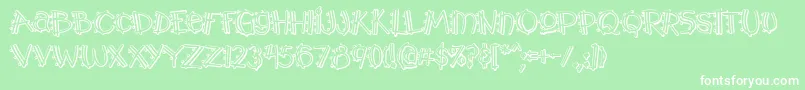Lisätietoja Y2kpopmuzoutaoe-fontista Y2kpopmuzoutaoe-fontti – valkoiset fontit vihreällä taustalla