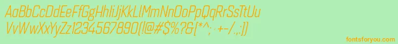 Quarcacondbookitalic-Schriftart – Orangefarbene Schriften auf grünem Hintergrund