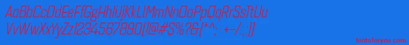 フォントQuarcacondbookitalic – 赤い文字の青い背景