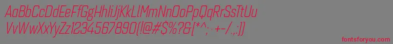 Czcionka Quarcacondbookitalic – czerwone czcionki na szarym tle