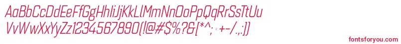 フォントQuarcacondbookitalic – 白い背景に赤い文字