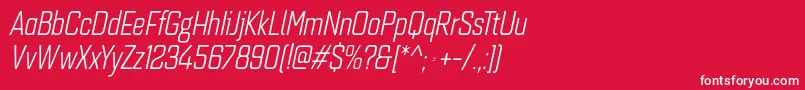 フォントQuarcacondbookitalic – 赤い背景に白い文字