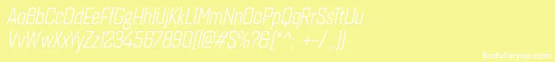 フォントQuarcacondbookitalic – 黄色い背景に白い文字