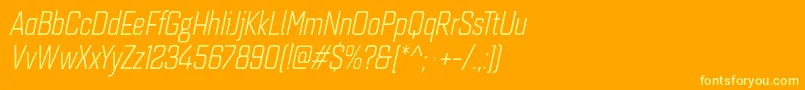 Quarcacondbookitalic-Schriftart – Gelbe Schriften auf orangefarbenem Hintergrund