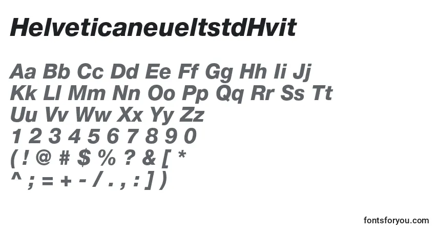 A fonte HelveticaneueltstdHvit – alfabeto, números, caracteres especiais