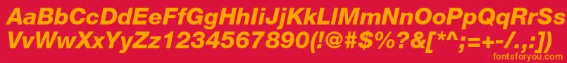 フォントHelveticaneueltstdHvit – 赤い背景にオレンジの文字