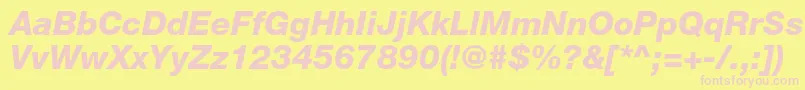 HelveticaneueltstdHvit-Schriftart – Rosa Schriften auf gelbem Hintergrund
