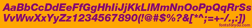 フォントHelveticaneueltstdHvit – オレンジの背景に紫のフォント