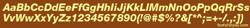 HelveticaneueltstdHvit-fontti – keltaiset fontit ruskealla taustalla