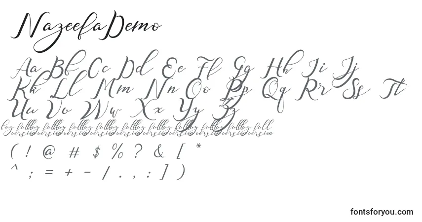 Шрифт NazeefaDemo – алфавит, цифры, специальные символы