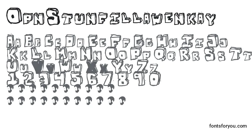 OpnStunfillawenkay Font – alphabet, numbers, special characters