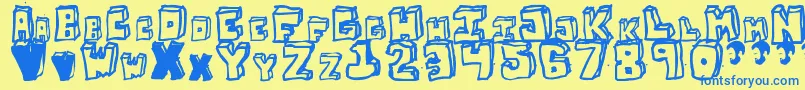 OpnStunfillawenkay Font – Blue Fonts on Yellow Background