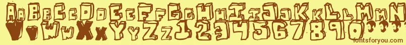 OpnStunfillawenkay Font – Brown Fonts on Yellow Background