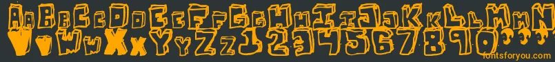 フォントOpnStunfillawenkay – 黒い背景にオレンジの文字