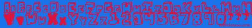 OpnStunfillawenkay Font – Red Fonts on Blue Background