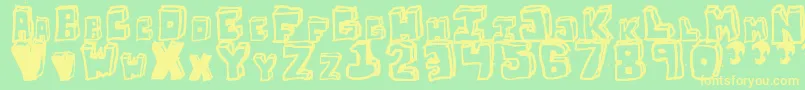 Шрифт OpnStunfillawenkay – жёлтые шрифты на зелёном фоне