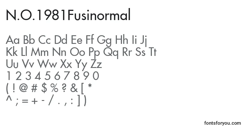Шрифт N.O.1981Fusinormal – алфавит, цифры, специальные символы