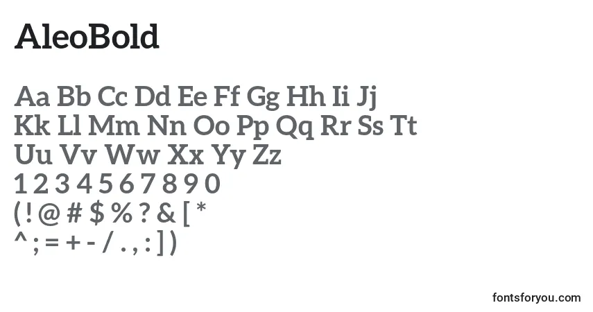 Schriftart AleoBold – Alphabet, Zahlen, spezielle Symbole
