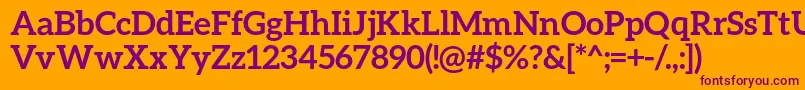 AleoBold-Schriftart – Violette Schriften auf orangefarbenem Hintergrund