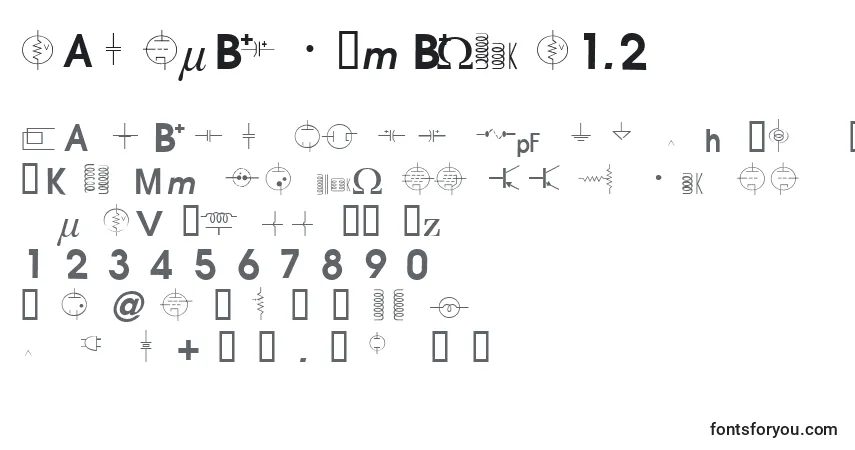 A fonte VacTubeSymbolsV1.2 – alfabeto, números, caracteres especiais
