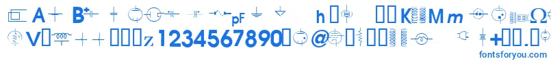 VacTubeSymbolsV1.2-fontti – siniset fontit valkoisella taustalla