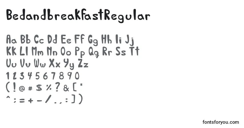 Czcionka BedandbreakfastRegular – alfabet, cyfry, specjalne znaki