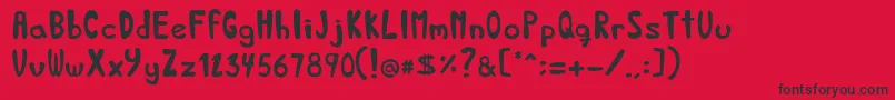 フォントBedandbreakfastRegular – 赤い背景に黒い文字