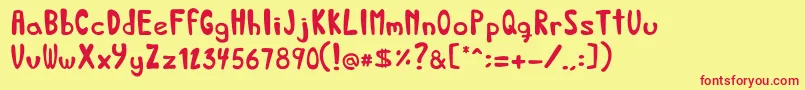 BedandbreakfastRegular Font – Red Fonts on Yellow Background