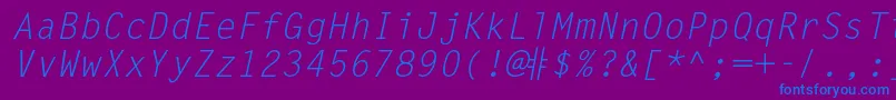 LettergothicstdSlanted-fontti – siniset fontit violetilla taustalla