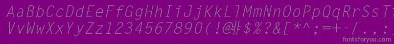 LettergothicstdSlanted-Schriftart – Graue Schriften auf violettem Hintergrund