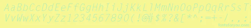 Police LettergothicstdSlanted – polices vertes sur fond jaune