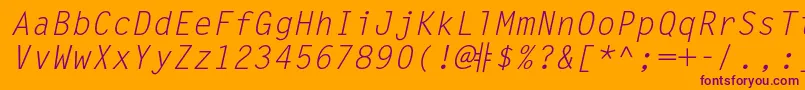 LettergothicstdSlanted Font – Purple Fonts on Orange Background