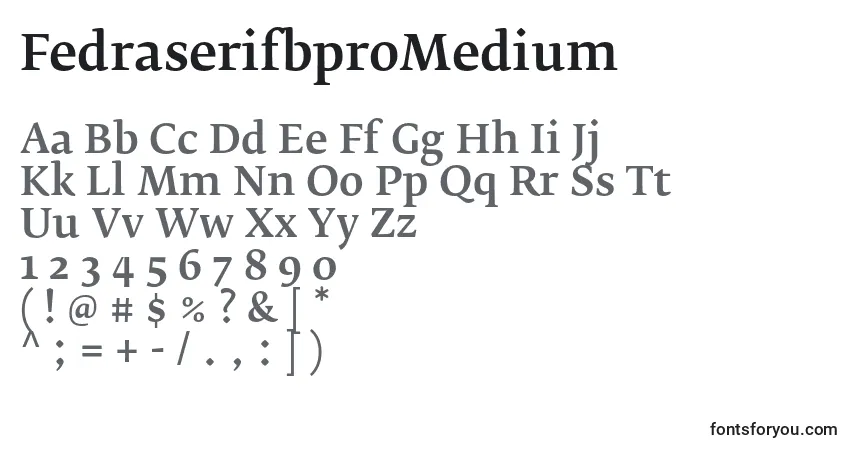 A fonte FedraserifbproMedium – alfabeto, números, caracteres especiais