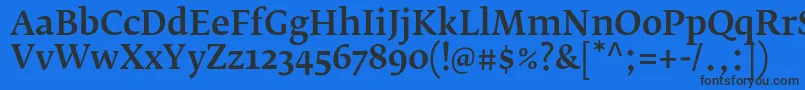 FedraserifbproMedium-Schriftart – Schwarze Schriften auf blauem Hintergrund