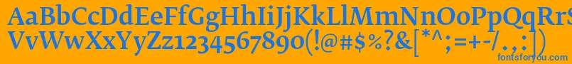 フォントFedraserifbproMedium – オレンジの背景に青い文字