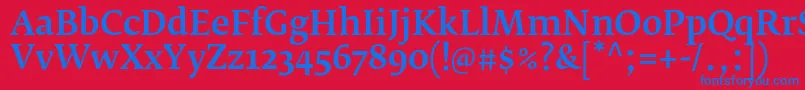 FedraserifbproMedium Font – Blue Fonts on Red Background
