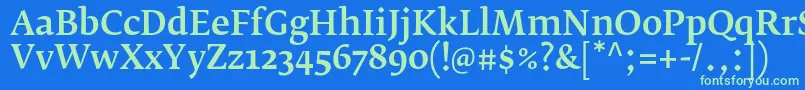 Шрифт FedraserifbproMedium – зелёные шрифты на синем фоне