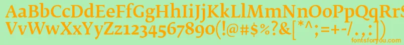 FedraserifbproMedium Font – Orange Fonts on Green Background