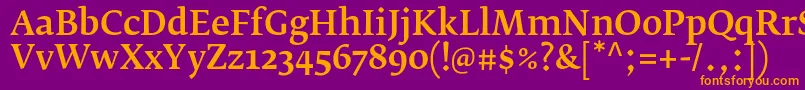 FedraserifbproMedium Font – Orange Fonts on Purple Background