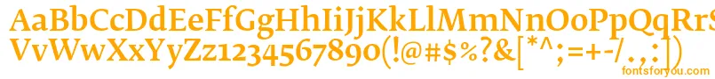 フォントFedraserifbproMedium – 白い背景にオレンジのフォント