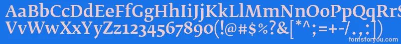 フォントFedraserifbproMedium – ピンクの文字、青い背景