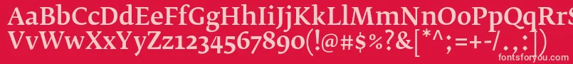 FedraserifbproMedium Font – Pink Fonts on Red Background