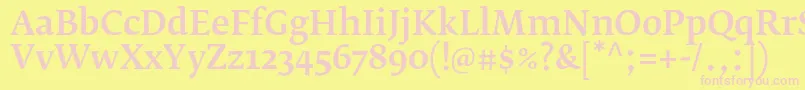 FedraserifbproMedium Font – Pink Fonts on Yellow Background